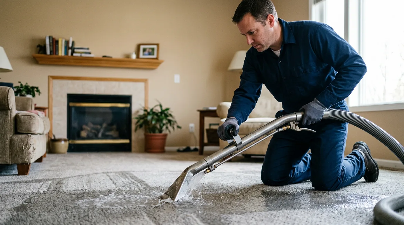 Water damage restoration technician working near Jonesboro, GA